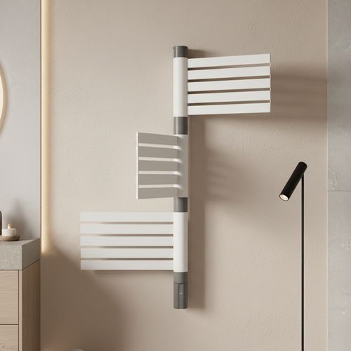 Sèche-serviettes pivotant LCD Sans fluide Blanc Gris 500W FELICE