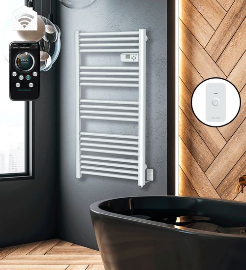 Sèche-serviettes LCD sans fluide blanc 750W JUPITER connecté