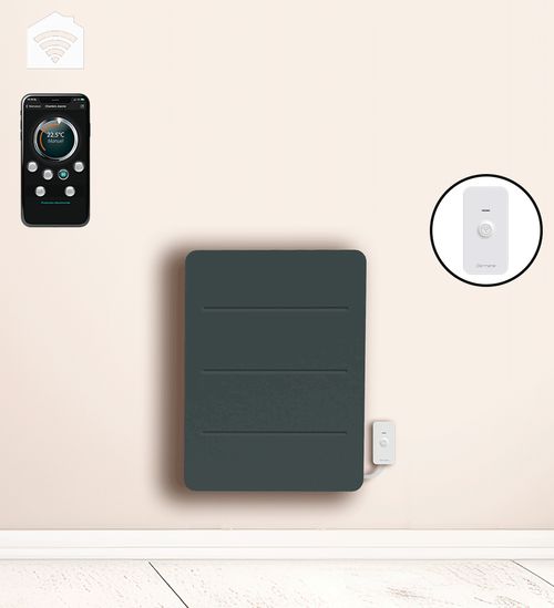 Radiateur électrique LCD céramique + film gris anthracite 1000W YOX Connecté