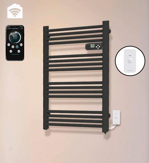 Sèche-serviettes LCD sans fluide noir 500W JUPITER Connecté