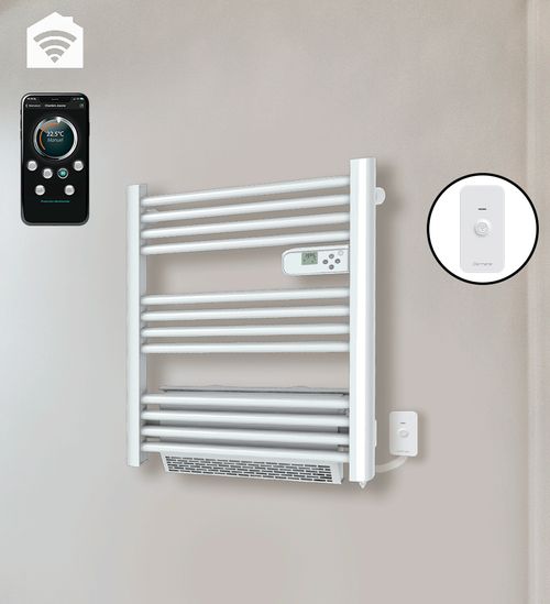 Sèche-serviettes avec soufflerie LCD sans fluide blanc 1500W COMPACT Connecté