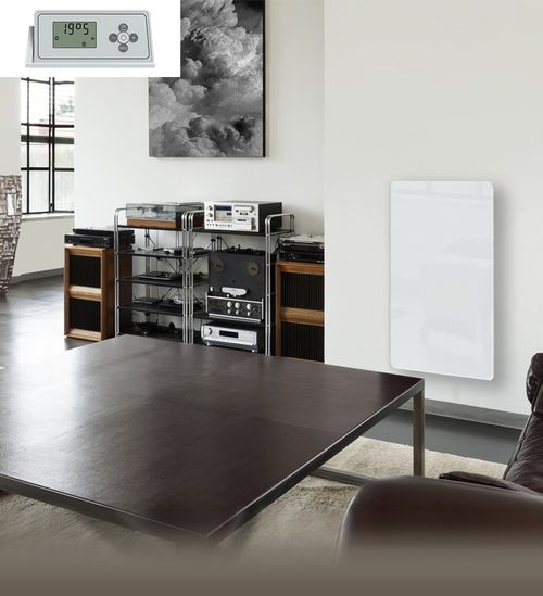 Radiateur Panneau rayonnant Vertical LCD Aluminium Blanc 1000W KLAAS